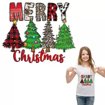 Нашивки с рождественской елкой для рюкзака, одежды, аксессуары «сделай сам», наклейки в полоску, модные термопрессовые аппликации, термонакладки