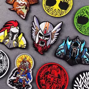 Нашивки с вышивкой викингов для одежды Термоклеящиеся нашивки Тактические военные нашивки для одежды Панк-значки Наклейки