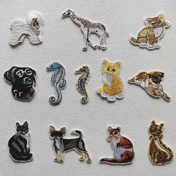 Нашивки с вышивкой животных на одежде, детская аппликация, утюг на мультяшном животном, художественная нашивка для шитья, одежда, термоклей 2.6x7.3cm