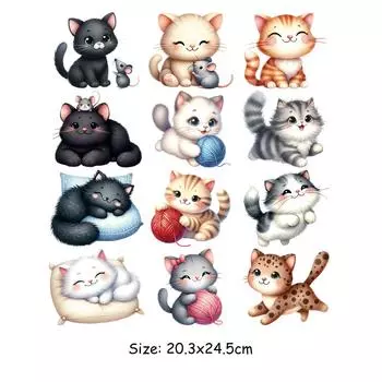 Нашивки с животными, мультяшные коты, милые переводные картинки на футболки, накладки на одежду своими руками, аппликации с наклейками Ropa Heat Press, нашивки для одежды