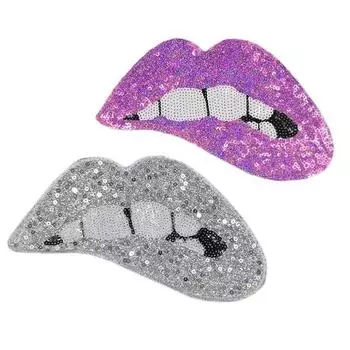 Нашивки своими руками одежда фиолетовые / серебряные сексуальные губы термонаклейки для одежды блестки Хэллоуин Рождество