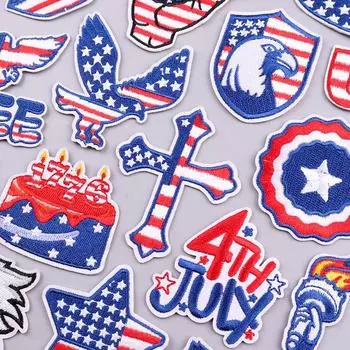 Нашивки в американском стиле, термонаклейки для одежды, вышитые нашивки с изображением белоголового орлана на одежде, наклейки на День независимости США