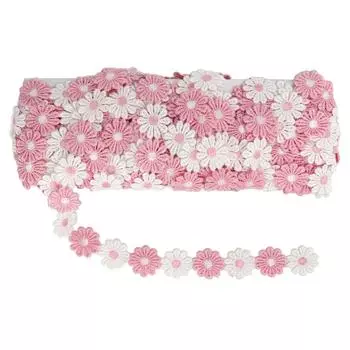 Нашивки в виде ромашек 15 ярдов полиэстер милый розовый белый цветок широкое применение цветочные нашивки для шитья