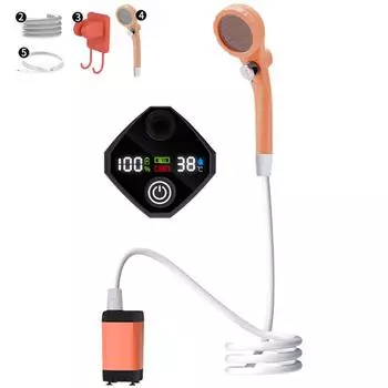 Насос для душа для кемпинга на открытом воздухе 6000 мАч/7800 мАч/9000 мАч портативный перезаряжаемый электрический насос для душа с интеллектуальным цифровым дисплеем