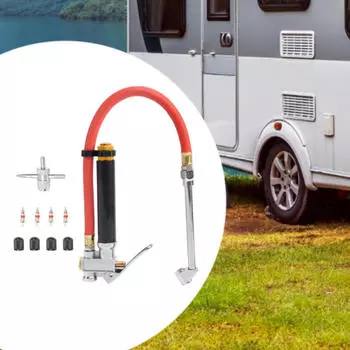 Насос для накачивания шин, 120 фунтов на квадратный дюйм, ручной с резиновым шлангом, манометр для накачивания шин для грузовиков