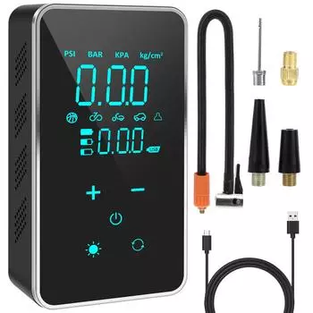Насос для накачивания шин 150 фунтов на квадратный дюйм беспроводной воздушный компрессор с подсветкой 18000 мАч электрический насос для шин велосипеда автомобиля с сенсорным экраном манометр чёрный
