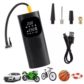 Насос для подкачки шин беспроводной цифровой 150PSI 85W портативный насос со светодиодной подсветкой портативный манометр для подкачки шин воздушный компрессор ЖК-дисплей со светодиодной подсветкой Black