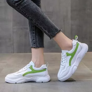 Насосы женские осенние кожаные однотонные модные повседневные кроссовки 35