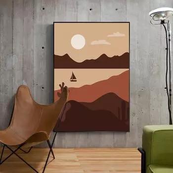 Настенная абстракция Природа Пейзаж Живопись Искусство Печать на холсте Плакат Современная Бохо Минималистская картина для гостиной Домашний декор Cuadros 21x30cm No Framed