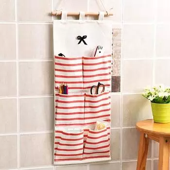 Настенная цветная тканевая сумка для хранения Дверь общежития Многослойная сумка для хранения сзади 4