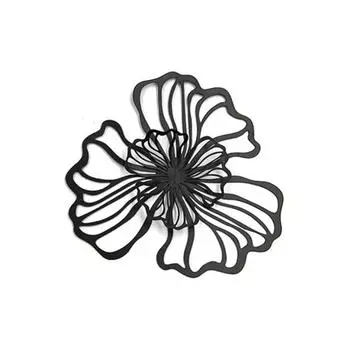 Настенная Цветочная Статуя Двойные Слои Легкие Роскошные Полые Произведения Искусства Современный Фон Из Кованого Железа Цветочный Орнамент Товары Для Дома S золотистый