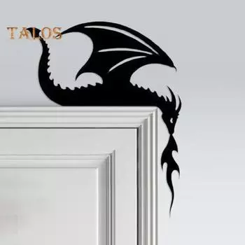 Настенная декоративная рамка для двери с драконом, металлическая настенная декоративная рамка для двери, табличка для детской комнаты, спальни, декор для двери с драконом B