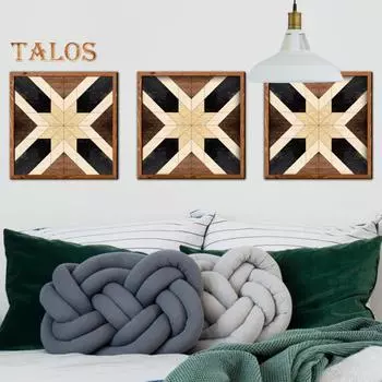 Настенная деревянная наклейка без заусенцев, квадратная, полезная, 27x27 см, современный геометрический узор, деревянная наклейка на стену, реквизит для фотографии