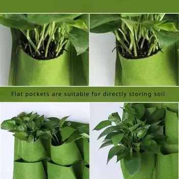 Настенная фетровая сумка для рассады с несколькими карманами, вертикальное кашпо для садовой виллы зелёный