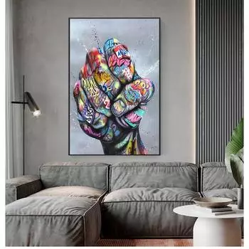 Настенная картина для гостиной Cuadros, домашний декор, граффити, холст, живопись, кулак, вдохновляющие постеры и принты на 21cm30cm NoFrame