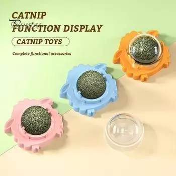 Настенная игрушка-шарик из кошачьей мяты Вращающийся шарик из кошачьей мяты, лакомство для лизания кошачьей мяты Игрушка в форме овцы с пылезащитным чехлом для здоровья полости рта кошки 1 розовый