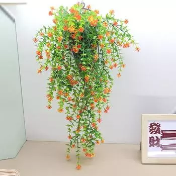 Настенная имитация эвкалипта, камелии, цветочная лиана, комнатное подвесное свадебное украшение, пластиковое ротанговое растение Dark purple 1pcs without