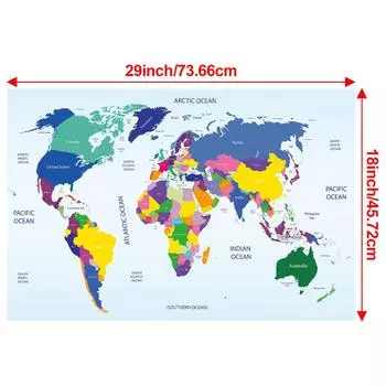 Настенная карта, Карта мира - Постеры Настенный Домашний Декор, Подвесная Картина Без Рамки, Школьные Учебные Принадлежности, Инструменты для Путешествий 18*29inch/45*73cm