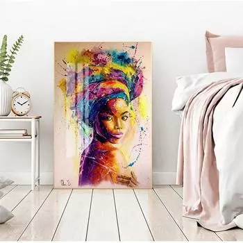 Настенная картина маслом для гостиной, африканские женские печатные постеры, абстрактный портрет девушки, холст, красочная картина 21cm30cm NoFrame