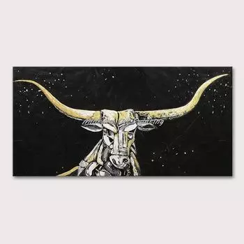 Настенная картина Mintura для гостиной, картина маслом на холсте, ручная роспись быка, мощное украшение для гостиничного дома, безрамное настенное искусство 20cm40cm NoFrame