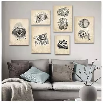 Настенная картина на холсте, анатомический скелет, плакаты на скандинавскую тему и печать, украшение для офиса, врача, больницы 21cm30cm NoFrame