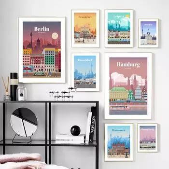 Настенная картина на холсте Берлин Германия путешествия карта города плакаты на скандинавскую тему и принты украшения дома настенные панно для гостиной A4 21X30cm No Framed