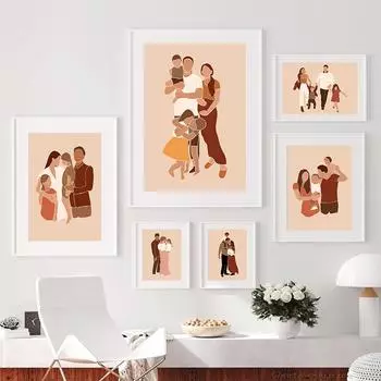 Настенная картина на холсте для маленьких мальчиков и девочек с любовью, мама, папа, плакаты на скандинавскую тему и принты, настенные панно для гостиной, декор для детской комнаты A4 21X30cm No Framed