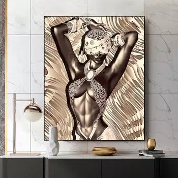 Настенная картина на холсте, картина, сексуальные африканские женщины, модная тема, фон, холст с принтом, постер для декора гостиной, спальни 20x30cm