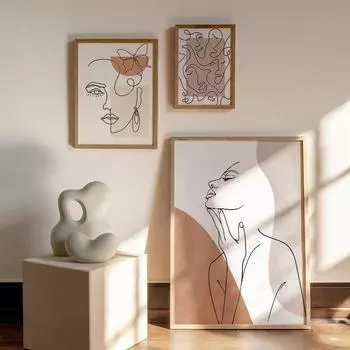 Настенная картина на холсте, минималистичная линия, портрет, тело, лицо, абстрактные постеры на скандинавскую тему и принты, настенные панно для гостиной A4 21X30cm No Framed