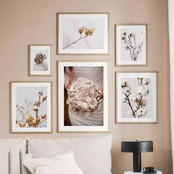 Настенная картина на холсте, осенние растения, цветы, хлопок, женщина для гостиной, домашний декор, постеры на скандинавскую тему и принты, настенные панно 21*30cm