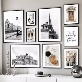 Настенная картина на холсте Парижское полотенце Французская Триумфальная арка плакаты на скандинавскую тему и принты украшения настенные панно для гостиной 21x30cm No Framed