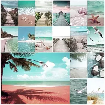 Настенная картина на холсте, пляж, океан, летняя тема, постер, доска для серфинга, фургон, мост, дерево, принт, яркая картина, домашний декор 210*148mm