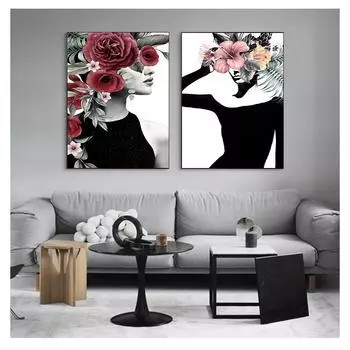 Настенная картина на холсте, постер на скандинавскую тему и настенные картины с принтом для гостиной, Декор Куадрос, абстрактная девушка, цветок, модная фигура 21cm30cm NoFrame