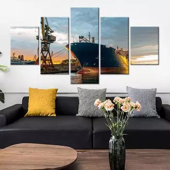 Настенная картина на холсте, рамка для фотографий, домашний декор, 5 панелей, транспортная лодка, HD печатная современная комната, модульное украшение, плакат без рамки 20x35cm*2 20x45cm*2 20x55cm*1