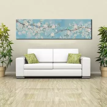Настенная картина на холсте, современные белые цветы и постеры с любовными птицами и принты на холсте, настенные художественные картины для спальни 20*40cm