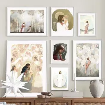 Настенная картина на холсте Святой Отец Иисус любовь ребенок абстрактные плакаты на скандинавскую тему и принты настенные панно для гостиной домашний декор A4 21X30cm No Framed