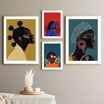 Настенная картина на холсте, традиционное африканское платье, черная девушка, плакаты на скандинавскую тему и принты, украшения дома, фотографии для гостиной A4 21X30cm No Framed