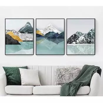 Настенная картина, украшение для дома, коридора, абстрактная картина на холсте, горный лес, закат, пейзаж, скандинавский плакат с принтом 21cm30cm NoFrame