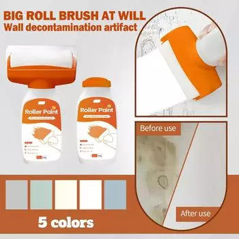 Настенная кисть-валик, 2 в 1 краска для стен белая, настенная кисть-валик с пастой для стен для кухни, спальни, гостиной и игровой комнаты One Size