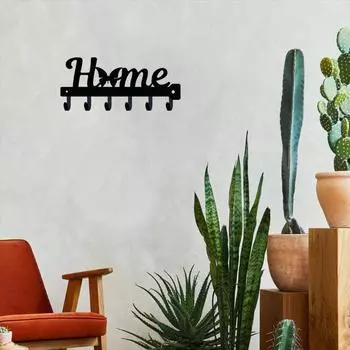 Настенная ключница-бабочка с 6 крючками - стильная вешалка, настенные крючки и плечики для домашнего декора M чёрный