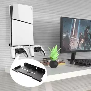 Настенная консольная подставка для PS5 Slim Holder с 2 креплениями для контроллеров Крючок для наушников Аксессуар для консоли PlayStation 5 Slim