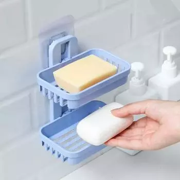 Настенная коробка для мыла, двухслойная, полая, без дырокола, прямоугольная, сохраняет мыло сухим, держатель для мыла для душа, контейнер, экономия, принадлежности для ванной комнаты розовый