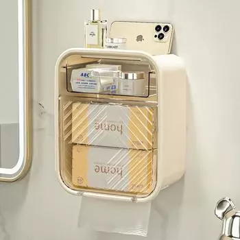 Настенная коробка для салфеток, держатель для туалетной бумаги, органайзер для ванной комнаты, ящик для принадлежностей, полка для рулонов бумаги, роскошный ящик для хранения