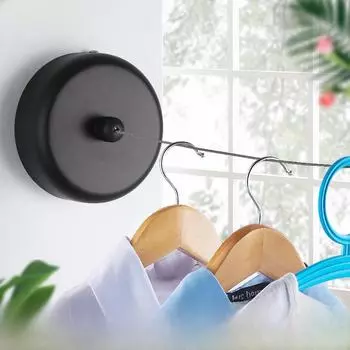 Настенная круглая сушилка для белья для ванной комнаты - черный нейлоновый канат round, no pulley, 2.8M nylon rope чёрный