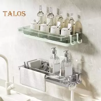 Настенная кухонная вешалка для полотенец с губкой, антикоррозийный многофункциональный регулируемый органайзер для хранения, компактная ванная комната зелёный