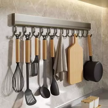 Настенная кухонная вешалка-крючок без перфоратора для лопаток и ложек