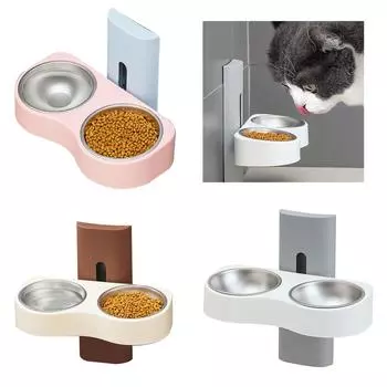 Настенная миска для кошек, большая емкость, миска для кормления домашних животных, миска для кормления кошек, пластиковая миска для кормления с регулировкой высоты 2