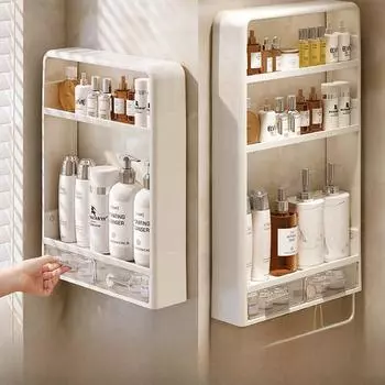 Настенная многоуровневая полка для ванной комнаты для хранения и организации