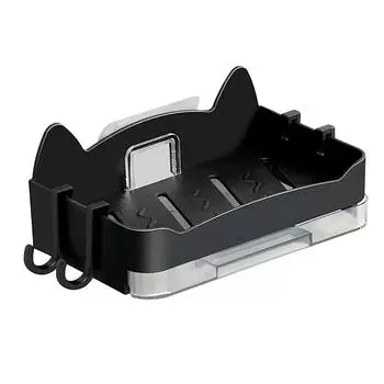 Настенная мыльница без отверстий, квадратной формы, с дренажем, держатель для мыла для ванной комнаты, черная чёрный