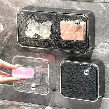 Настенная мыльница, держатель для мыла без отверстий, с дренажным ящиком для ванной комнаты, переносная матовая мыльница-контейнер S серый